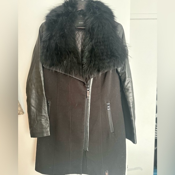 Rudsak FITTED leather PARKA jacket trench l - Picture 11 of 12